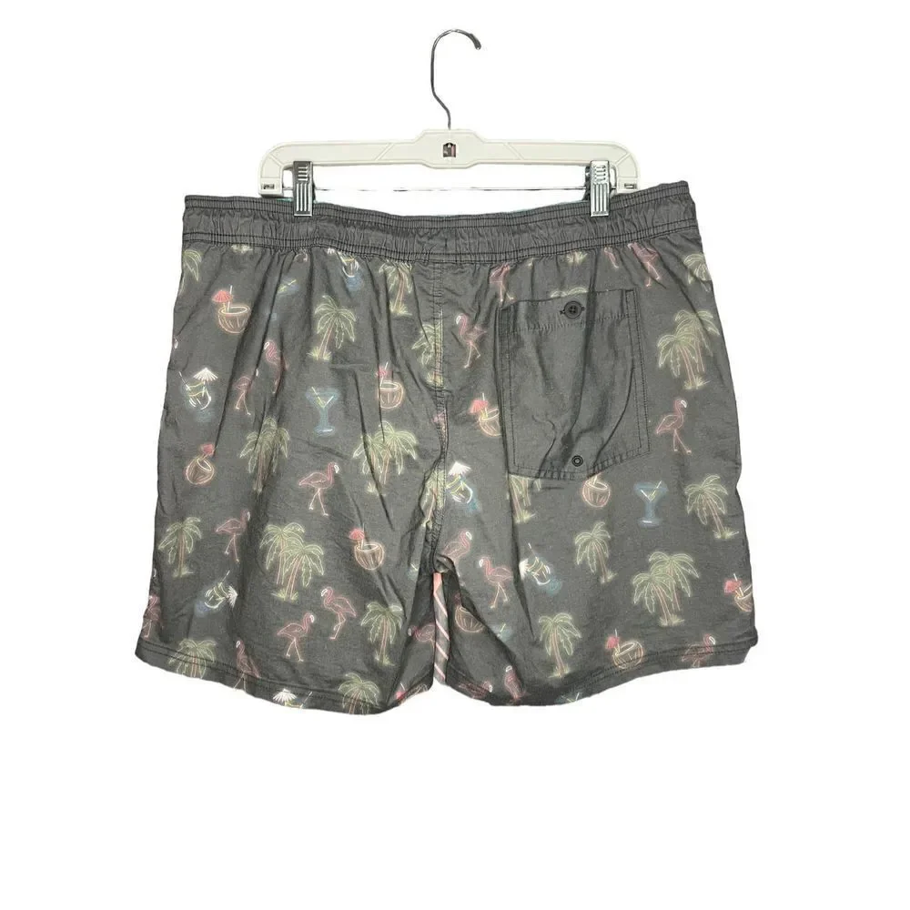 Goodfellow Flamingo & Palm Trees Swim Trunks - Men’s XL‎